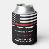 消防パーソナライズされた士の薄い赤線の消防 缶クーラー (缶正面)
