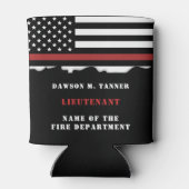 消防パーソナライズされた士の薄い赤線の消防 缶クーラー (裏面)