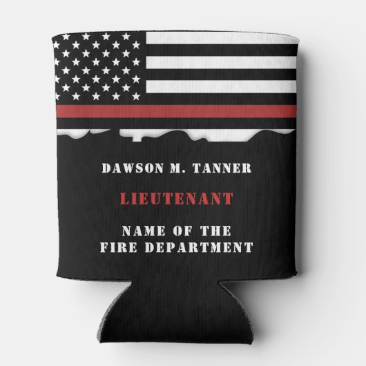 消防パーソナライズされた士の薄い赤線の消防 缶クーラー (裏面)