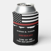 消防パーソナライズされた士の薄い赤線の消防 缶クーラー (缶裏面)