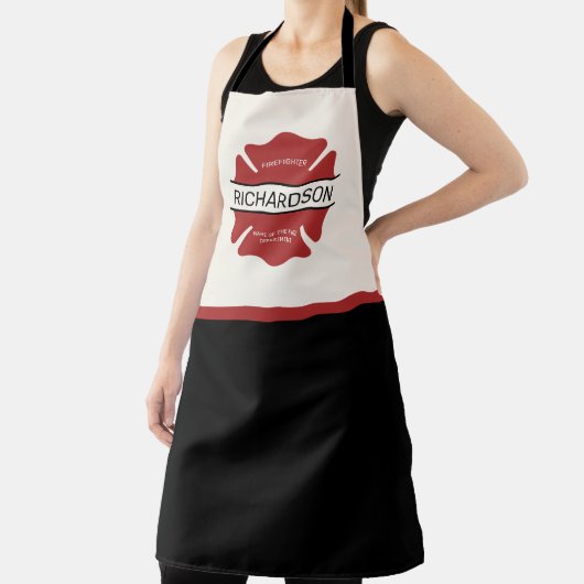 消防パーソナライズされた士の赤いロゴ記号 エプロン (インサイチュ)