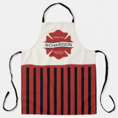 消防パーソナライズされた士の赤いロゴ記号 エプロン (正面)