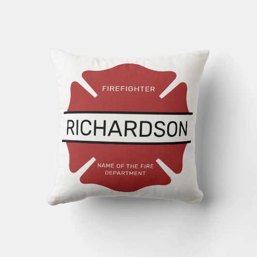 消防パーソナライズされた士の赤いロゴ記号 クッション (裏面)