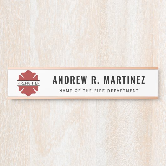 消防パーソナライズされた士の赤いロゴ記号 サインプレート (正面)