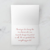 消防パーソナライズされた士の赤いロゴ記号 サンキューカード (内部)