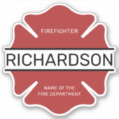 消防パーソナライズされた士の赤いロゴ記号 シール (正面)