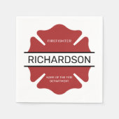 消防パーソナライズされた士の赤いロゴ記号 スタンダードカクテルナプキン (正面)