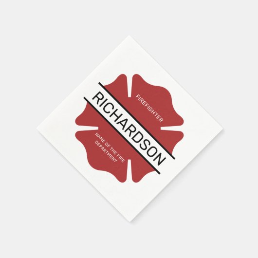 消防パーソナライズされた士の赤いロゴ記号 スタンダードカクテルナプキン (角)