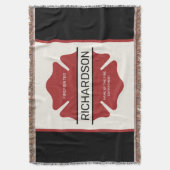 消防パーソナライズされた士の赤いロゴ記号 スローブランケット (正面縦)