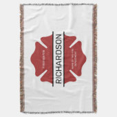 消防パーソナライズされた士の赤いロゴ記号 スローブランケット (正面縦)