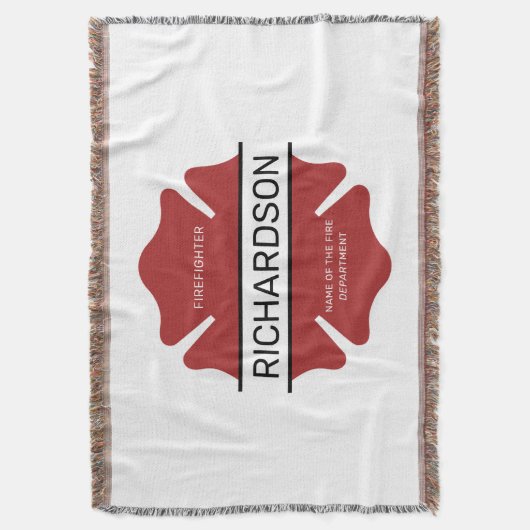 消防パーソナライズされた士の赤いロゴ記号 スローブランケット (正面縦)