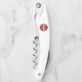 消防パーソナライズされた士の赤いロゴ記号 ソムリエナイフ (正面)