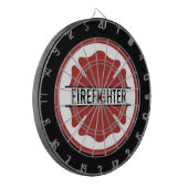 消防パーソナライズされた士の赤いロゴ記号 ダーツボード (正面左)