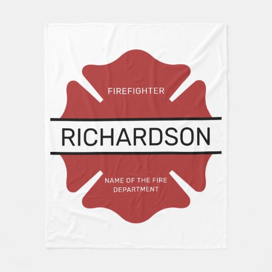 消防パーソナライズされた士の赤いロゴ記号 フリースブランケット (正面)