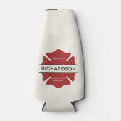 消防パーソナライズされた士の赤いロゴ記号 ボトルクーラー (正面)