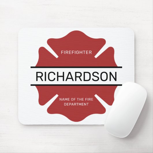 消防パーソナライズされた士の赤いロゴ記号 マウスパッド (マウス)