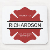 消防パーソナライズされた士の赤いロゴ記号 マウスパッド (正面)
