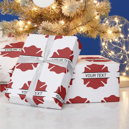 消防パーソナライズされた士の赤いロゴ記号 ラッピングペーパー (クリスマス)