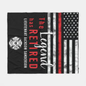 消防パーソナライズされた士の退役薄い赤線 フリースブランケット (正面(横))