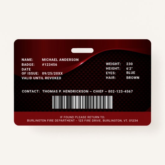 消防パーソナライズされた士カスタムの従業員写真ID バッジ (裏面)