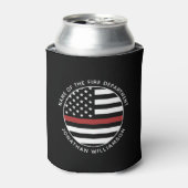 消防パーソナライズされた士シンレッドラインUSA国旗 缶クーラー (缶正面)