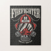 消防パーソナライズされた士マスク消防署ヘルメット ジグソーパズル (縦)