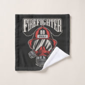 消防パーソナライズされた士マスク消防署ヘルメット バスタオルセット (ウォッシュタオル)