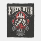 消防パーソナライズされた士マスク消防署ヘルメット フリースブランケット (正面)