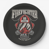 消防パーソナライズされた士マスク消防署ヘルメット ペーパープレート (正面)