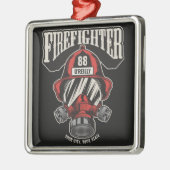 消防パーソナライズされた士マスク消防署ヘルメット メタルオーナメント (左)