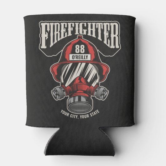 消防パーソナライズされた士マスク消防署ヘルメット 缶クーラー (裏面)