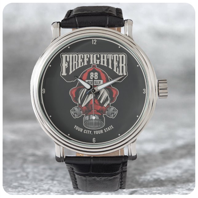 消防パーソナライズされた士マスク消防署ヘルメット 腕時計 (クリエイターアップロード済み)