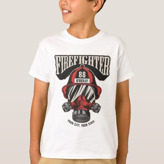消防パーソナライズされた士マスク消防署ヘルメット Tシャツ (正面)