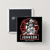 消防パーソナライズされた士愛国国旗 缶バッジ (正面&裏面)