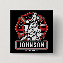 消防パーソナライズされた士愛国国旗 缶バッジ