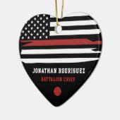 消防パーソナライズされた士消防署薄赤線 セラミックオーナメント (左)