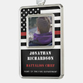 消防パーソナライズされた士Thin Red Line写真 シルバープレートフレームオーナメント (左)