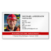 消防パーソナライズされた戦闘写真消防署 マグネット名刺 (正面)