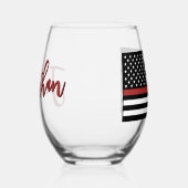 消防パーソナライズされた戦闘用薄い赤線フラグ ステムなしワイングラス (右)