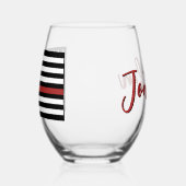 消防パーソナライズされた戦闘用薄い赤線フラグ ステムなしワイングラス (左)