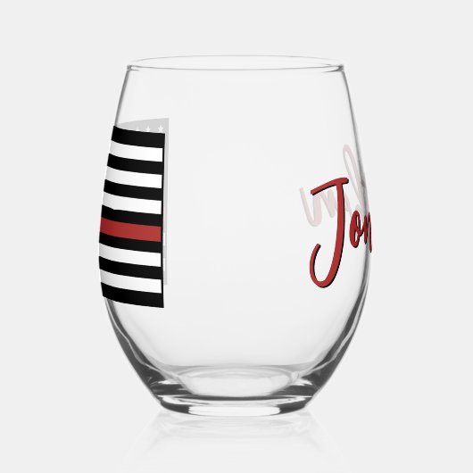 消防パーソナライズされた戦闘用薄い赤線フラグ ステムなしワイングラス (左)