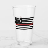 消防パーソナライズされた戦闘用薄い赤線フラグ タンブラーグラス (裏面)