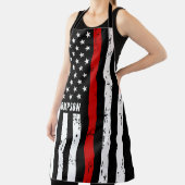 消防パーソナライズされた戦闘用薄い赤線フラグBBQ エプロン (インサイチュ)