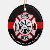消防マルチーズ十パーソナライズされた字消防士 セラミックオーナメント (左)