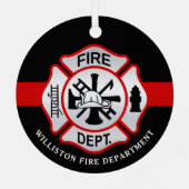 消防マルチーズ十パーソナライズされた字消防士 メタルオーナメント (裏面)