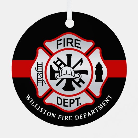 消防マルチーズ十パーソナライズされた字消防士 メタルオーナメント (裏面)