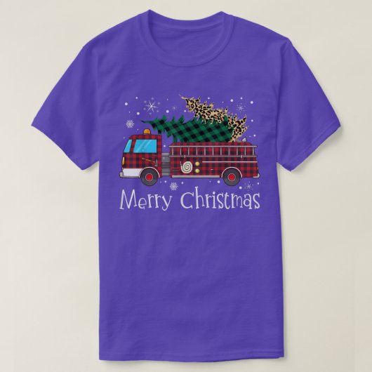 消防メリー士クリスマスツリー火災トラックバファル Tシャツ (デザイン正面)