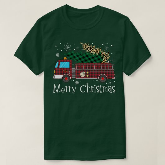 消防メリー士クリスマスツリー火災トラックバファル Tシャツ (デザイン正面)