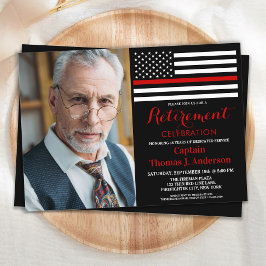 消防モダン士カスタム写真退職 招待状