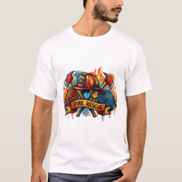 消防レスキュー落書きストリートアートTシャツ Tシャツ